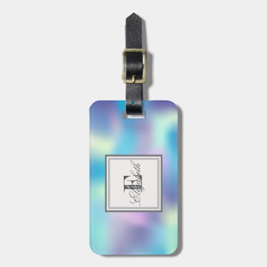 Coole holografische, monogramm-Personalisierte Gepäckanhänger (Vorderseite vertikal)