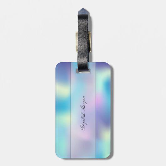 Coole holografische, monogramm-Personalisierte Gepäckanhänger (Rückseite vertikal)