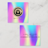 Coole Holographische Instagram Social Media Quadratische Visitenkarte (Vorne/Hinten)