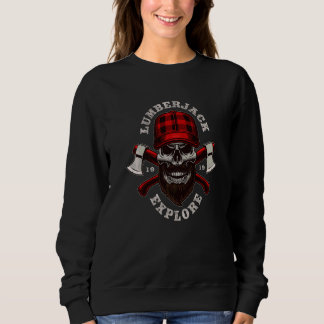 Coole Holzfäller-Schädel-Explore-Illustration Graf Sweatshirt