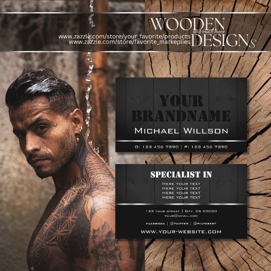 Coole Holzkörbe aus Weiß und Schwarz Visitenkarte