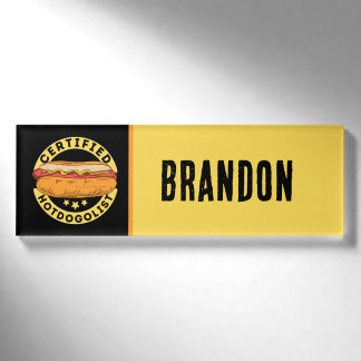 Coole Hotdog-Anbieter oder Unternehmen Namenschild