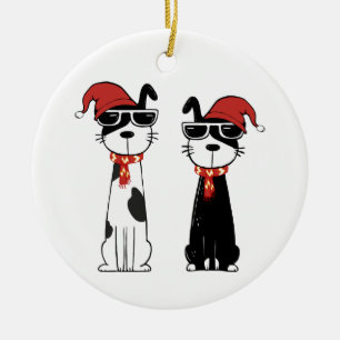 Coole Hunde Keramik Ornament
