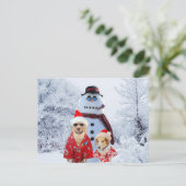 Coole Hunde und Schneemann Postkarte (Stehend Vorderseite)