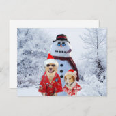 Coole Hunde und Schneemann Postkarte (Vorne/Hinten)
