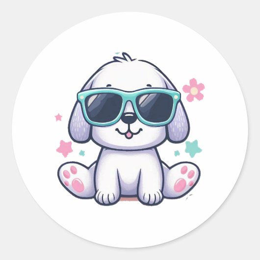 Coole Hundestil Runder Aufkleber (Vorderseite)