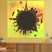 Coole Illustration über die Reise in die Welt Leinwanddruck (Insitu (Wohnzimmer))