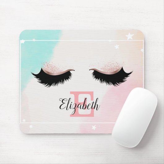 Coole Imitat Lashes, monogram-Personalisiert Mousepad (Mit Mouse)