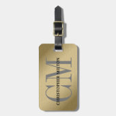 Coole Imitate Kupfer Fett Grau Monogramm Gepäckanhänger (Vorderseite vertikal)