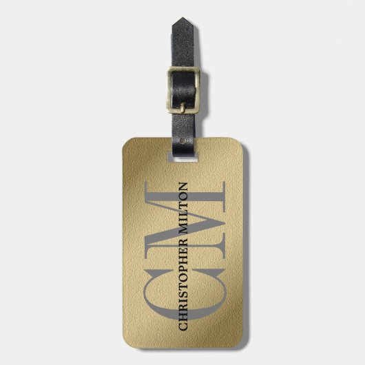 Coole Imitate Kupfer Fett Grau Monogramm Gepäckanhänger (Vorderseite vertikal)