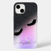 Coole Imitate Lashes Schwarzer Glitzer Ombre Case-Mate iPhone Hülle (Rückseite)