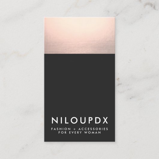 Coole Imitate Rose Goldene Fohlen und Schwarz Mode Visitenkarte (Vorderseite)