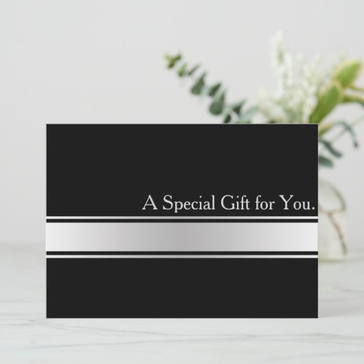 Coole Imitate Silver Strip Modernes Geschenkgutach (Stehend Vorderseite)
