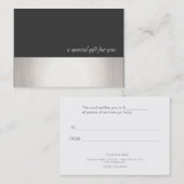 Coole Imitate Silver Strip Modernes Geschenkgutach Rabattkarte (Vorne/Hinten)