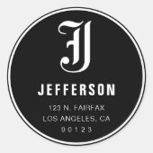 Coole individuell anpassbare Adresse und Monogramm Runder Aufkleber (Vorderseite)