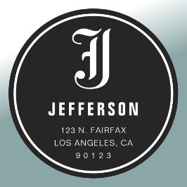 Coole individuell anpassbare Adresse und Monogramm Runder Aufkleber