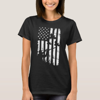 Coole Jäger Beunruhigt Vintage US-Flagge Entenjagd T-Shirt