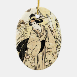 Coole japanische alte vintage ukiy-o geisha tattoo keramik ornament
