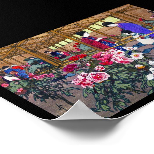 Coole japanische Blumengarten-Szene Poster (Ecke)