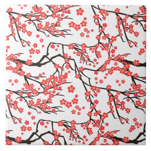 coole japanische Blumenmuster-Keramik Fliese (Vorderseite)