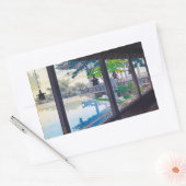 Coole japanische Gärtnerei Bergkulisse Rechteckiger Aufkleber (Umschlag)