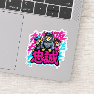Coole japanische Katzen-Crew - Für Laptops & Plane Aufkleber