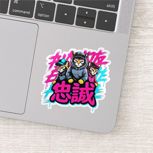 Coole japanische Katzen-Crew - Für Laptops & Plane Aufkleber (Detail)