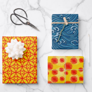 coole japanische Muster Party Wrapping Paper Sheet Geschenkpapier Set