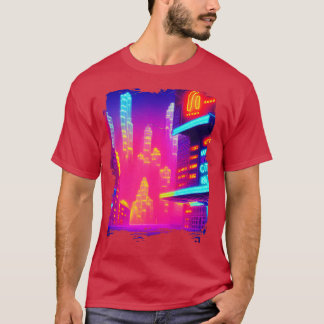 Coole japanische Neonstadt T-Shirt