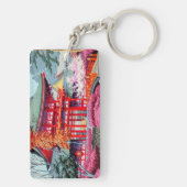 Coole japanische Red Tempel Spring Asano Takeji Schlüsselanhänger (Rückseite)