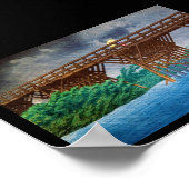 Coole japanische Regenbrücke Fluss Kawase art Poster (Ecke)