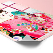 Coole japanische Schönheit Lady Geisha rosa Fanart Poster (Ecke)