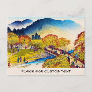 Coole japanische Szenerie der Bergfallbrücke Postkarte