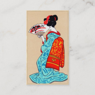 Coole japanische Vintage-Dame Geisha-Porträt-Kunst Visitenkarte