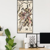 Coole japanische Vintage Samurai-Ukiyo-e-Schriftro Poster (Heimbüro)