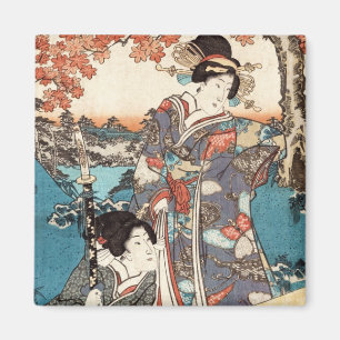 Coole japanische Vintage ukiyo-e geisha alte Schri Magnet