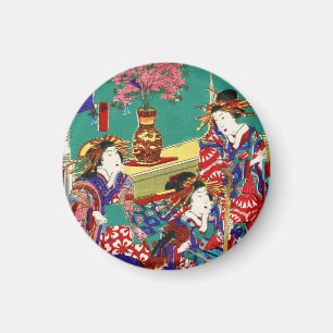 Coole japanische Vintage-Ukiyo-e-Geisha-Lady-Kunst Magnet