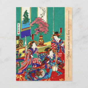 Coole japanische Vintage-Ukiyo-e-Geisha-Lady-Kunst Postkarte