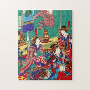 Coole japanische Vintage Ukiyo-e geisha Lady maiko Puzzle