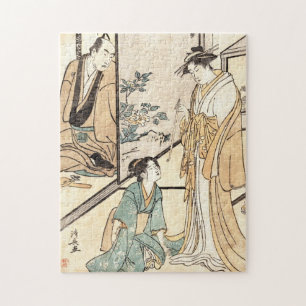 Coole japanische Vintage-Ukiyo-e-Geisha-Maiko-Täto Puzzle