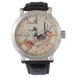 Coole japanische Vintage ukiyo-e Geisha-Rollekunst Armbanduhr