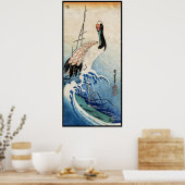 Coole japanische Vintage Ukiyo-e-Kran-Vogelrolle Poster (Küche)