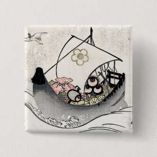 Coole japanische Vintage-Ukiyo-e-Mythos-Legende-Bo Button