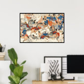 Coole japanische Vintage Ukiyo-e-Pferderennfahrer  Poster (Heimbüro)