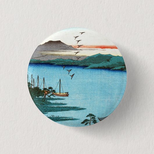 Coole japanische Vintage Ukiyo-e-Sea-Wasserlandsch Button (Vorderseite)
