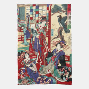 Coole japanische Vintage-Ukiyo-e-Trio-Geisha-Rolle Geschirrtuch