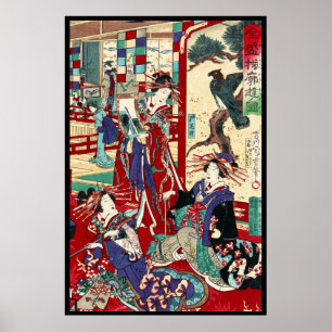 Coole japanische Vintage Ukiyo-e-trio-geisha-Rolle Poster