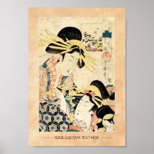 Coole japanische Vintage Ukiyo-e-two geisha lady Poster