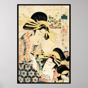 Coole japanische Vintage Ukiyo-e-two geisha lady Poster