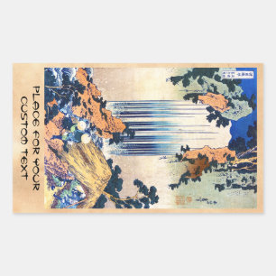 Coole japanische Vintage-Ukiyo-e-Wasserfälle Hokus Rechteckiger Aufkleber